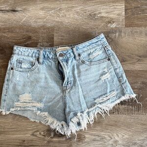 Light Blue Distressed Jean Shorts
